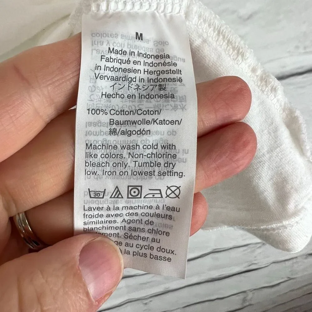 J.Crew Women's White Short Sleeve T-Shirt Size M Ladder Trim - Picture 6 of 8